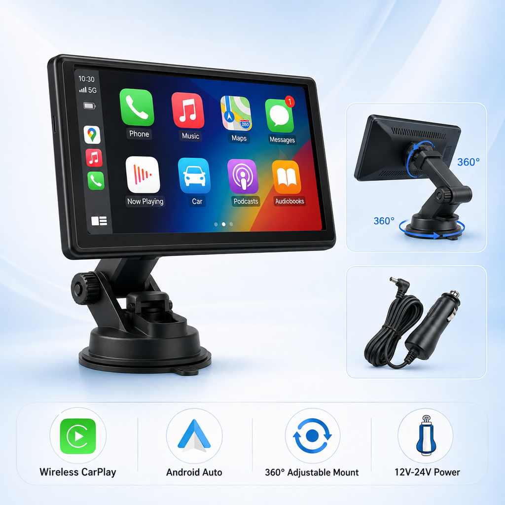 DriveGuard Smart Car Display with Wireless CarPlay & Android Auto
